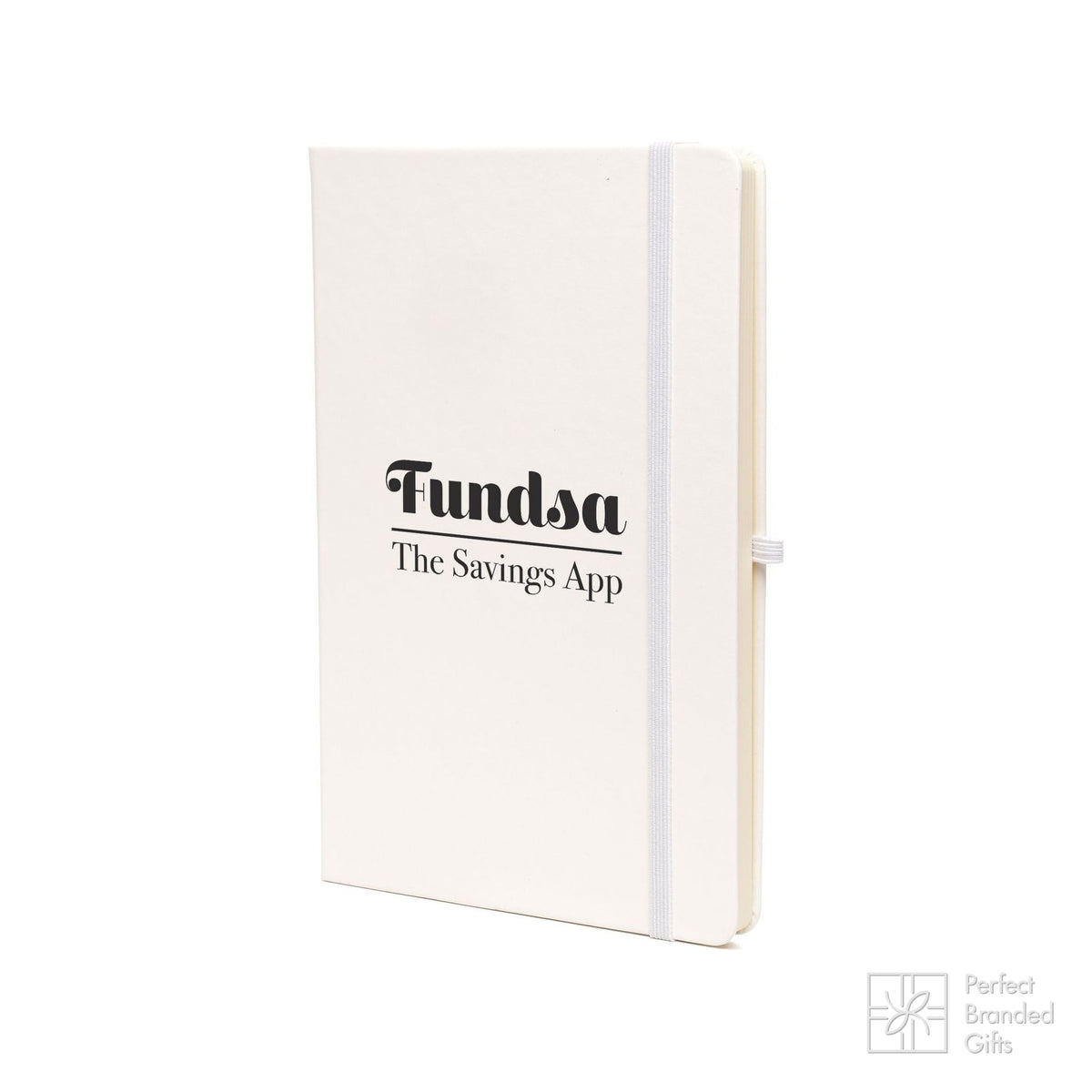 Branded A5 Recycled White PU Notebook