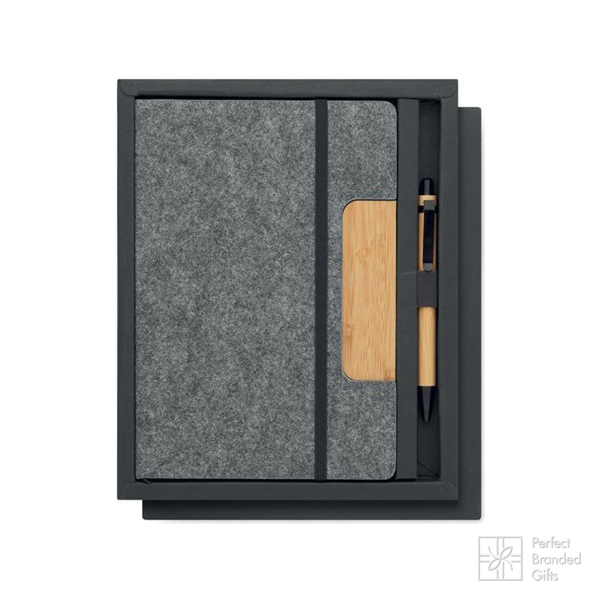 Branded A5 RPET Felt Notebook Set with Phone Stand and Pen