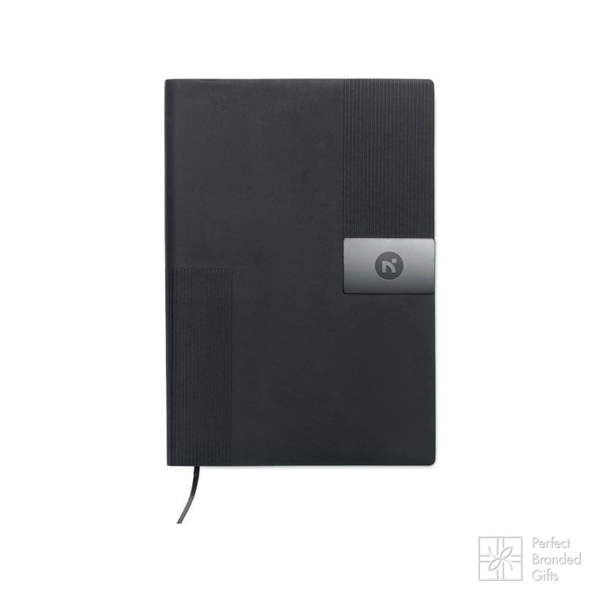 Branded A5 Soft PU Notebook with Metal Detail