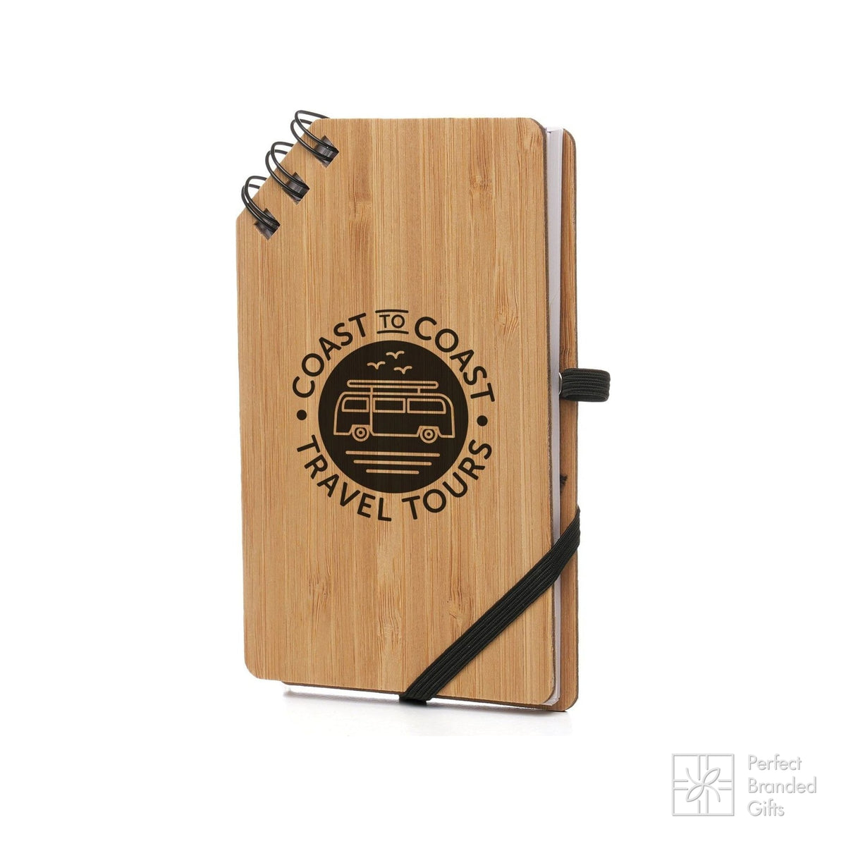 Branded A6 Bamboo Notebook with Elastic Closure