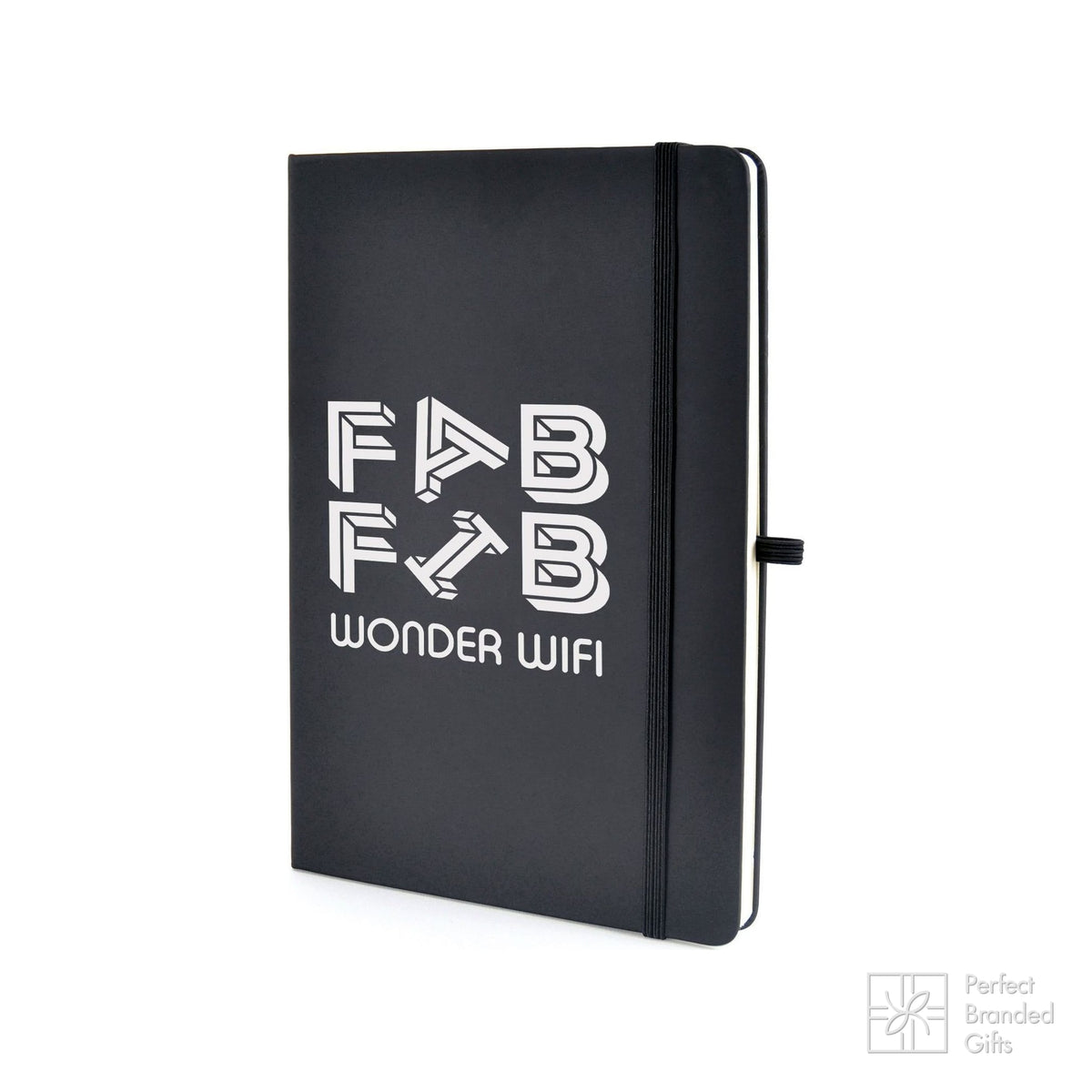Branded Black PU Dotted Page Notebook