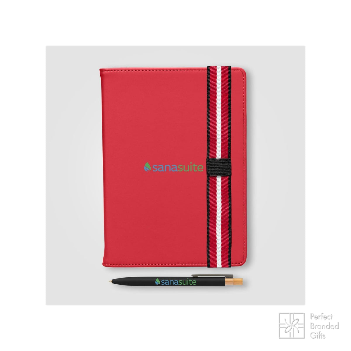 Branded Recycled Chevron Refillable A5 Journal and Pen Set