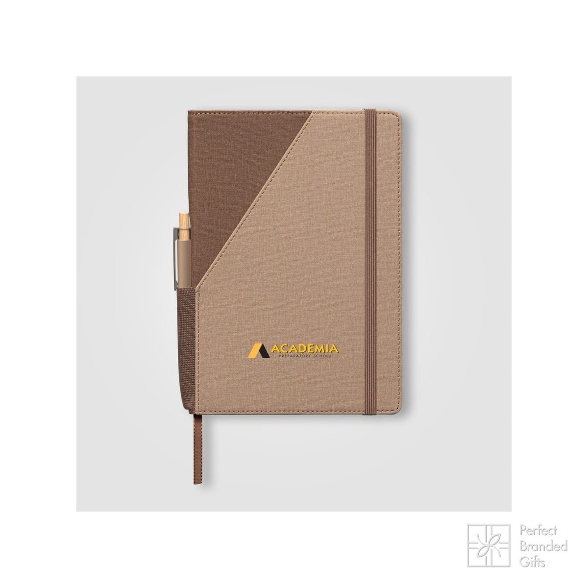 Branded Recycled PU Two-Tone A5 Notebook and Pen Set