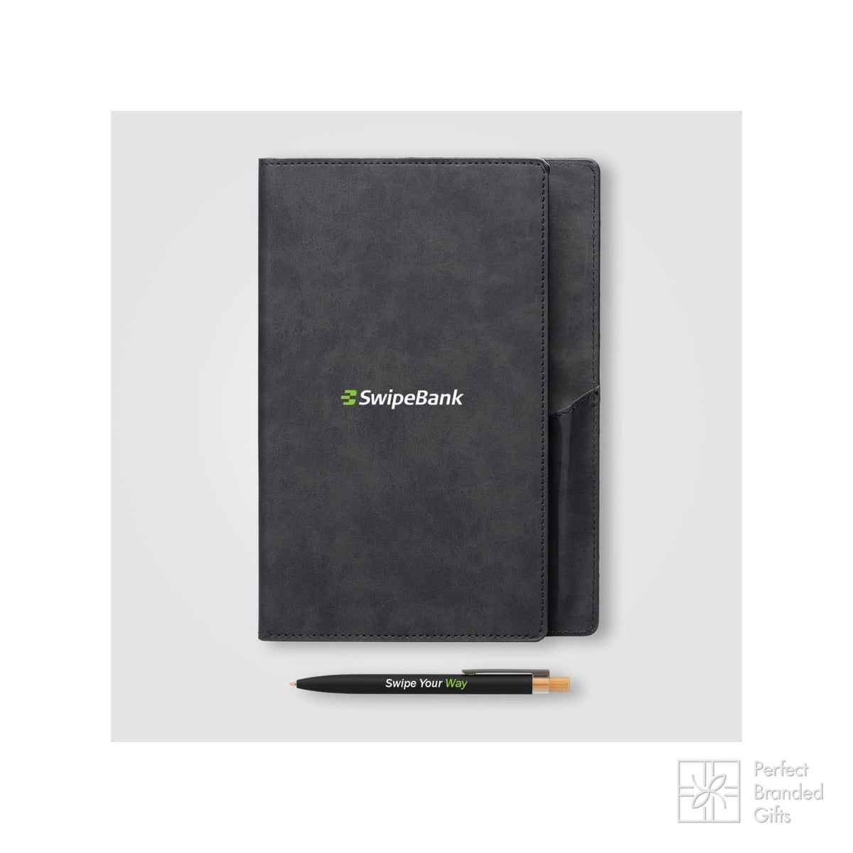 Branded Refillable Suede-Feel PU Journal Set with Pen