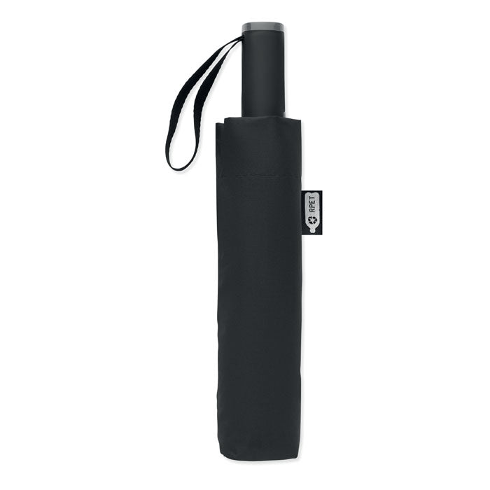 Black umbrella with a brand logo on a white background