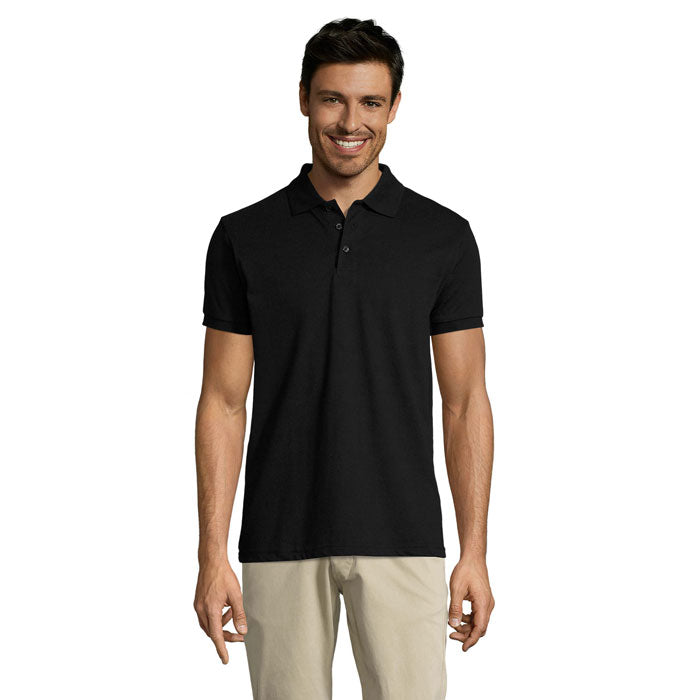 Branded Easy Care Men's Polo Shirt in Black