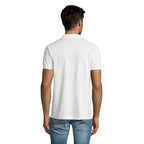 White easy care men's polo shirt, back view