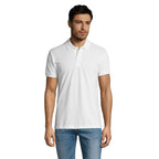 White easy care men's polo shirt, front view