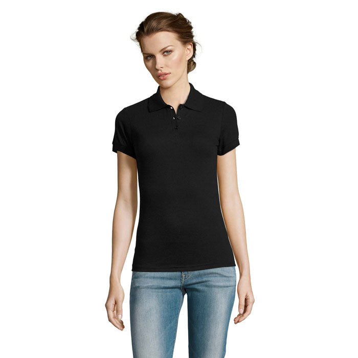 Branded Easy Care Women's Polo Shirt in Black
