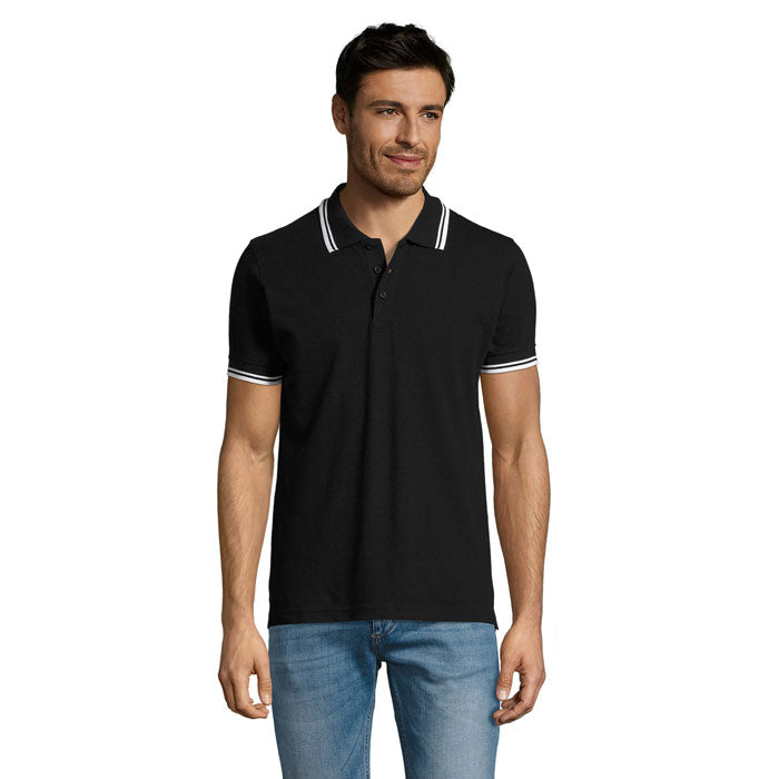 Branded Fitted Stripe Men's Polo Shirt colour option BC
