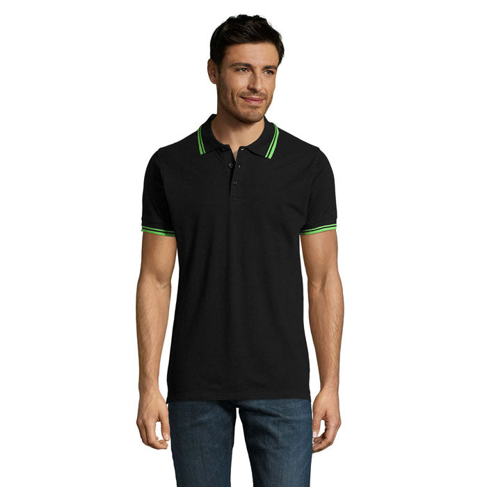 Branded Fitted Stripe Men's Polo Shirt in Mix GB