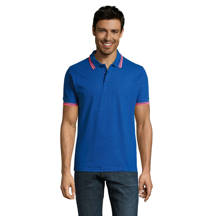 Branded Fitted Stripe Men's Polo Shirt colour option EQ