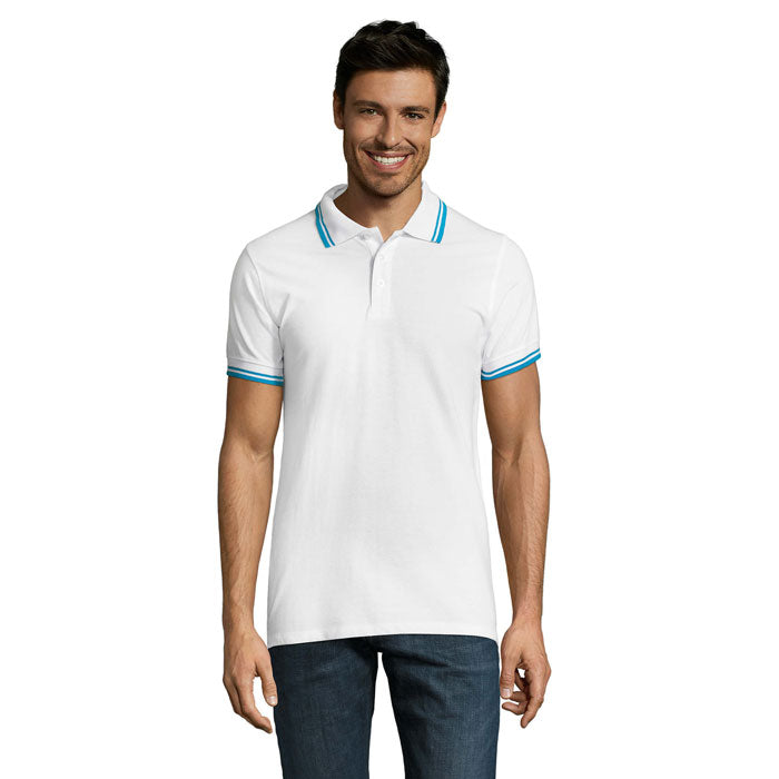 Branded Fitted Stripe Men's Polo Shirt colour option QU