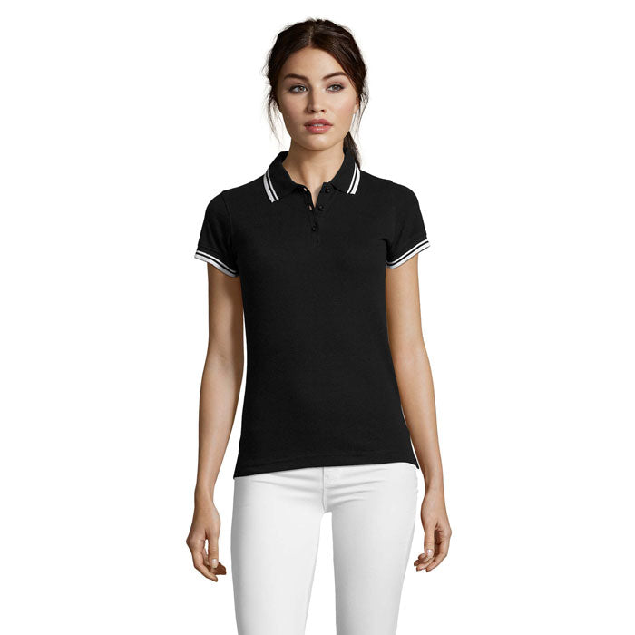 Branded Fitted Stripe Women's Polo Shirt colour option BC