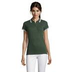 Branded Fitted Stripe Women's Polo Shirt in Mix GB