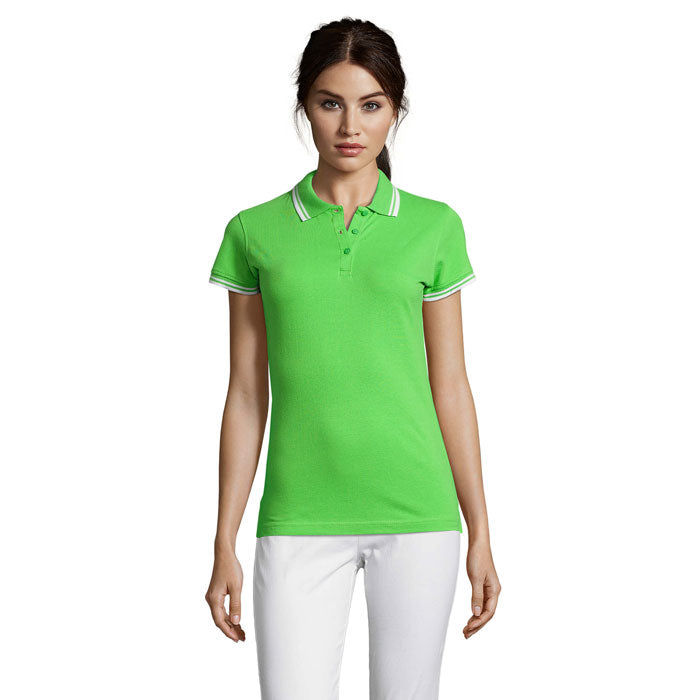 Branded Fitted Stripe Women's Polo Shirt colour option FZ