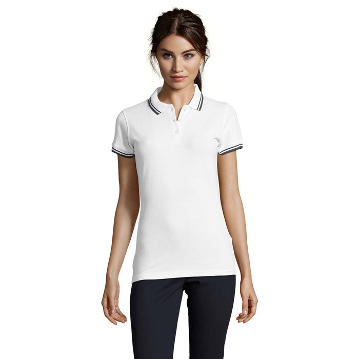 Branded Fitted Stripe Women's Polo Shirt colour option NW