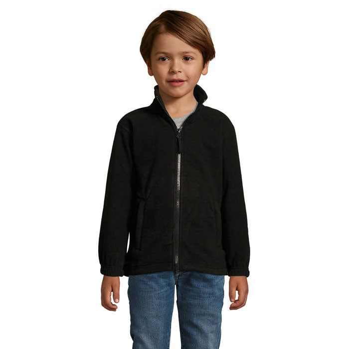 Branded Kids Zipped Fleece Jacket in Black