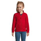 Branded kids zipped fleece jacket, front view