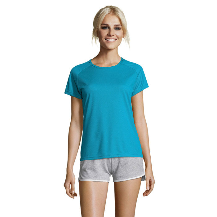 Branded Women's Raglan Sports T-Shirt in Blue