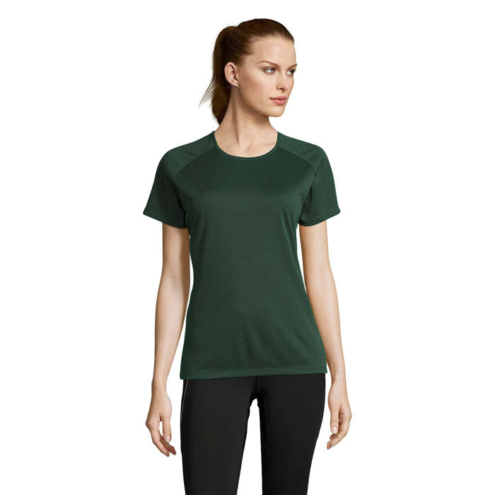 Branded Women's Raglan Sports T-Shirt in Green