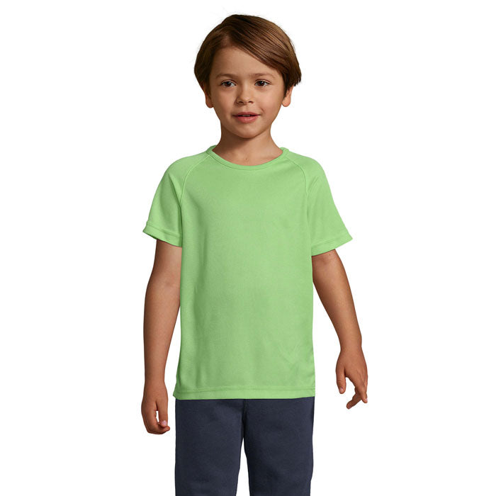 Branded Kids Raglan Sports T-Shirt in Green