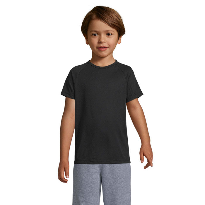 Branded Kids Raglan Sports T-Shirt in Black