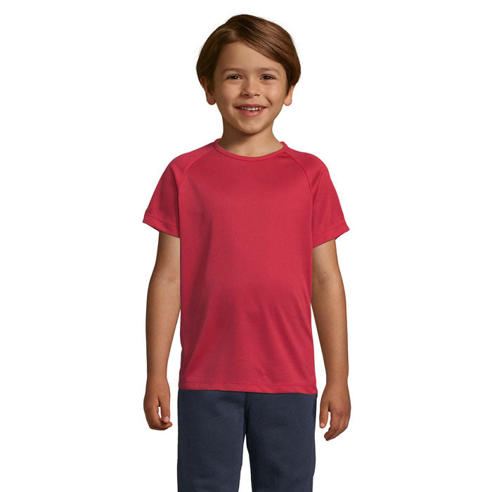 Branded Kids Raglan Sports T-Shirt in Red