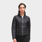 Model wearing a branded women's light padded jacket