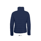 Branded women's light padded jacket, back view