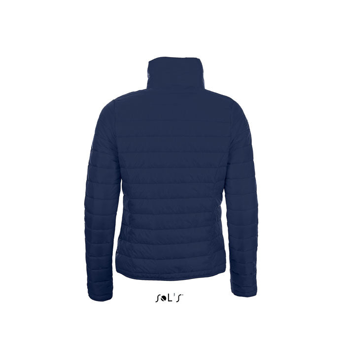 Branded women's light padded jacket, back view