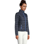 Branded women's light padded jacket, side view