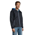 Branded lined windbreaker, side view