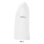 White branded fitted kids t-shirt, side view