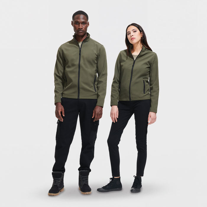 Branded Women's Softshell Zip Jacket in use