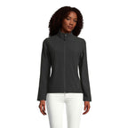 Branded Women's Softshell Zip Jacket in Black