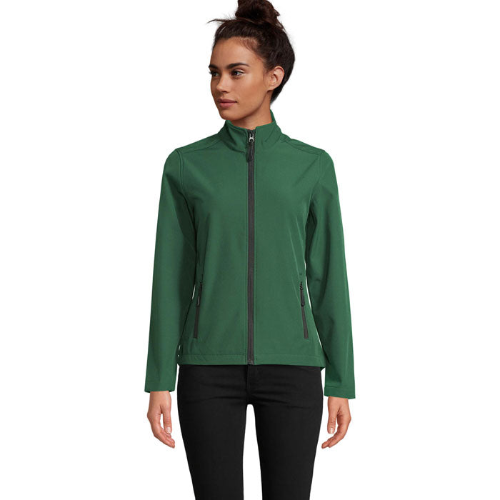 Branded Women's Softshell Zip Jacket in Green