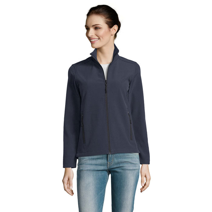 Branded Women's Softshell Zip Jacket in Blue
