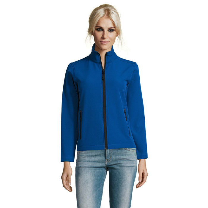 Branded Women's Softshell Zip Jacket in Blue