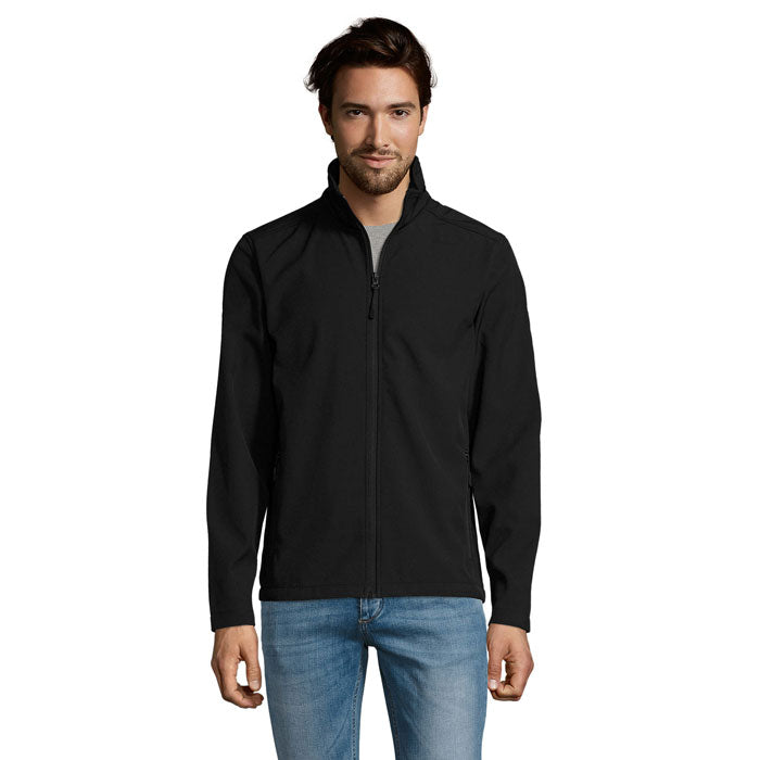 Branded Men's Softshell Zip Jacket in Black