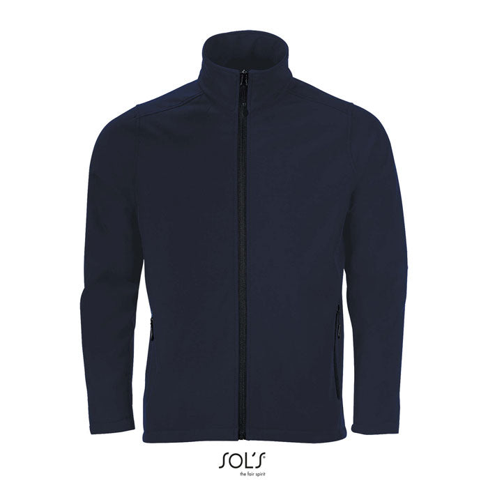 Branded Men's Softshell Zip Jacket in Blue