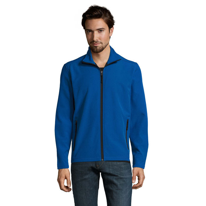 Branded Men's Softshell Zip Jacket in Blue