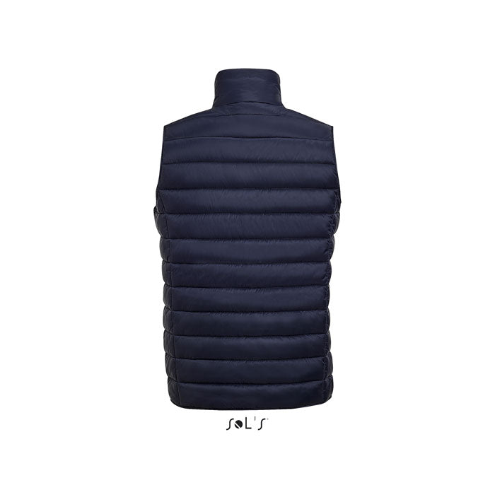 Branded men's fitted bodywarmer, back view