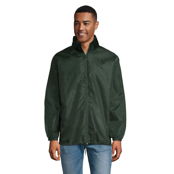 Branded Water-Repellent Windbreaker in Green