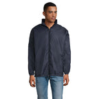 Branded Water-Repellent Windbreaker in Blue