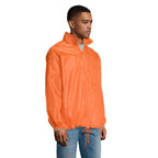 Branded water-repellent windbreaker, side view