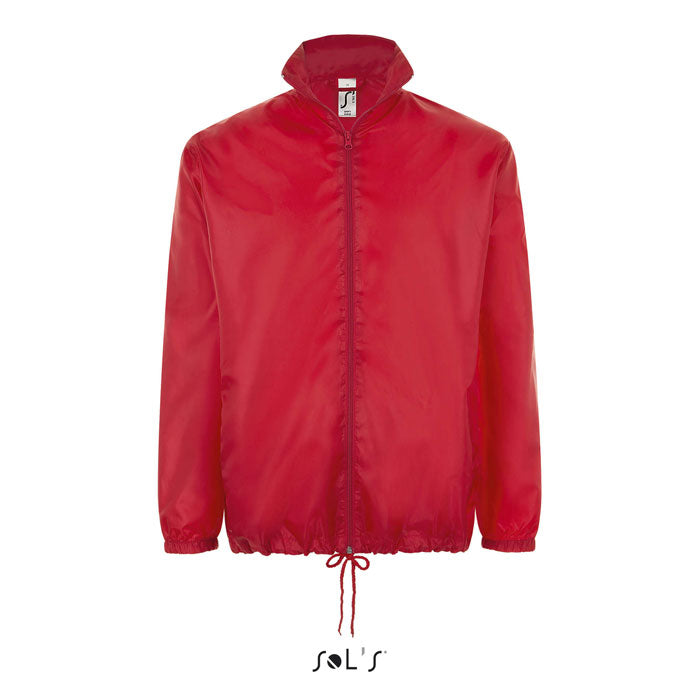 Branded Water-Repellent Windbreaker in Red