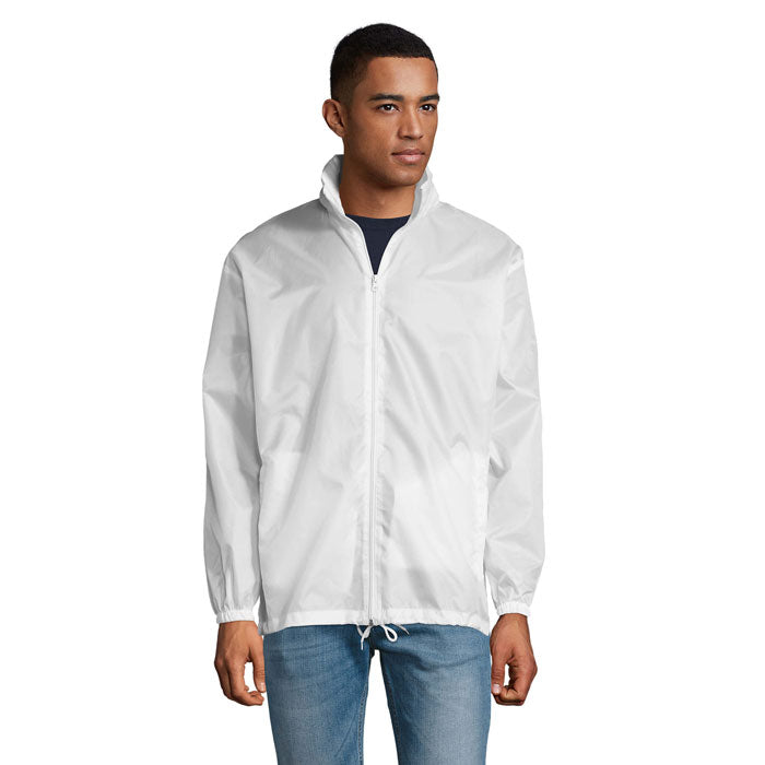 Branded Water-Repellent Windbreaker in White