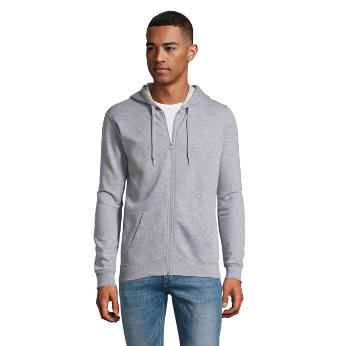 Branded Zip Hoodie in Grey