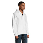 Branded zip hoodie, side view